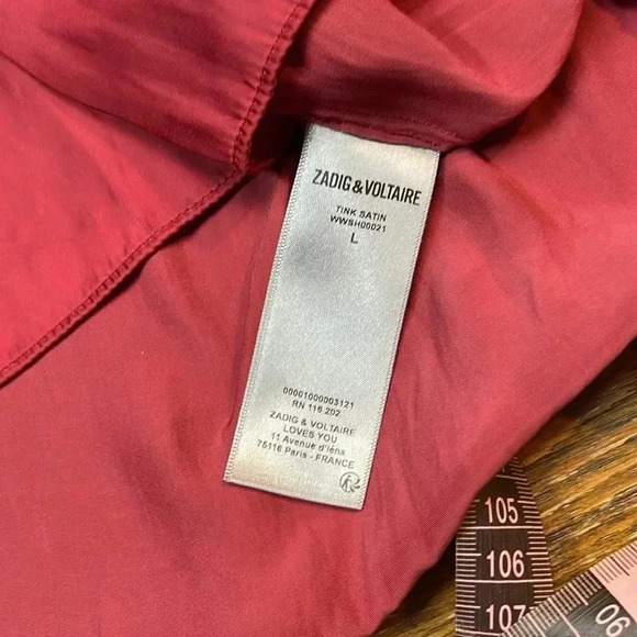 Zadig & Voltaire | Satin V-Neck Blouse | Wine | Women’s L - Picture 5 of 5